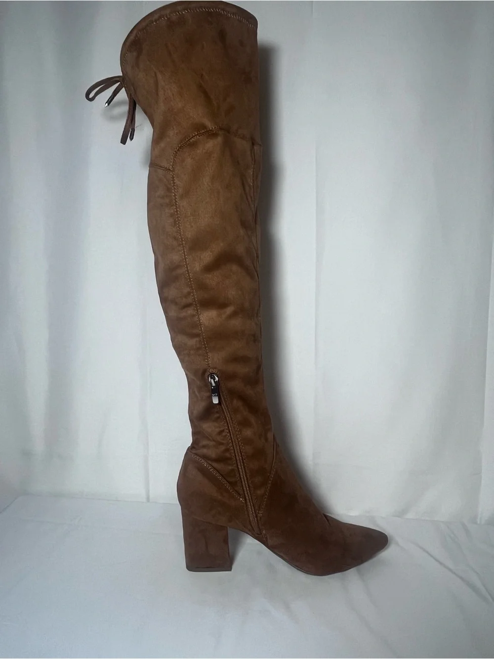 Marc Fisher Over-the-Knee Block Heel Boots - Brown Suede